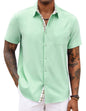 COOFANDY Men's Button Down Shirts Short Sleeve Casual Summer Beach Vacation Wedding Shirt with Pocket