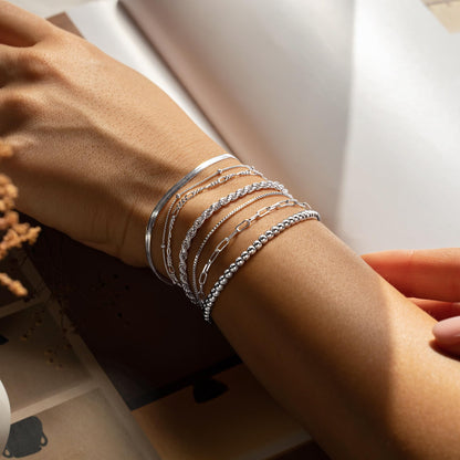M MOOHAM 7PCS Gold Bracelets for Women, 14K Gold Plated Beaded Bracelet Set | Rope Paperclip Chain Stackable Bracelet, Non Tarnish Bracelet Stack, Friendship Birthday Jewelry, Gifts for Women Teen Girls
