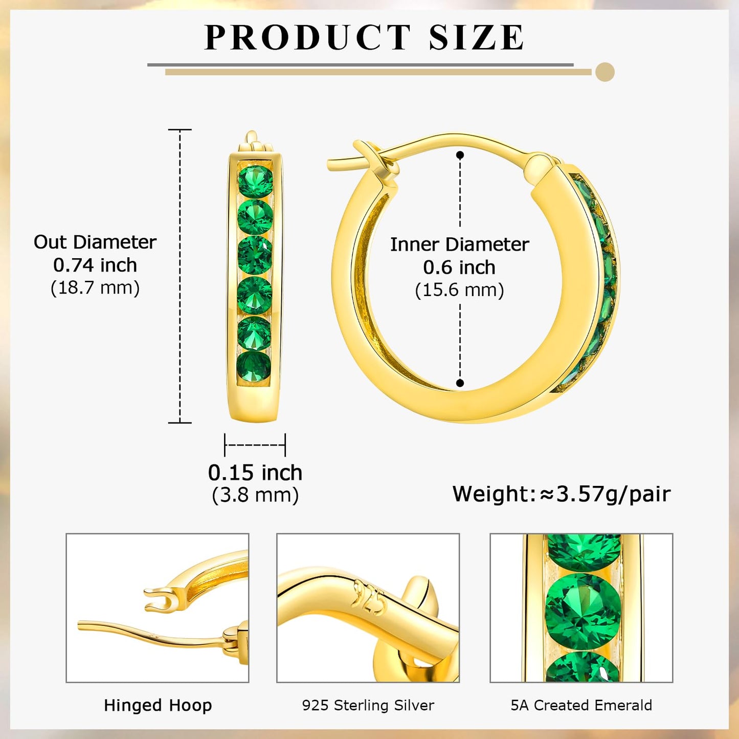 Channel Set Small Huggie Hoop Earrings Sterling Silver or 14K Gold Color,Lightweight Hypoallergenic CZ Diamond Chunky Hoop Earrings for Women