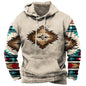 Men's Hooded Sweatshirt American Flag Print Long Sleeve Pullover Sweatshirt Vintage Tribal Aztec Graphic Hoodie Tops