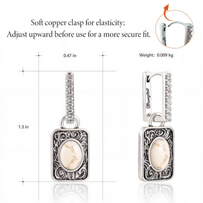 Wrangler Couture Turquoise Jewelry for Women, Square Turquoise Earrings | 14K Gold & Silver Plating, Western Jewelry, Western Country Earrings with Gift Box