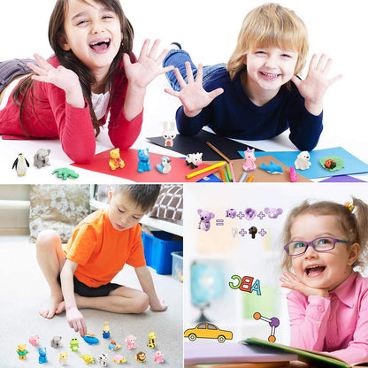 URSKYTOUS 60Pcs Animal Erasers Desk Pets for Kids,Classroom Prizes | Bulk Puzzle Erasers Toys,Party Favors,Back to School,Treasure Chest,Goodie Bag Stuffers,Easter Egg Fillers,Stocking Stuffers