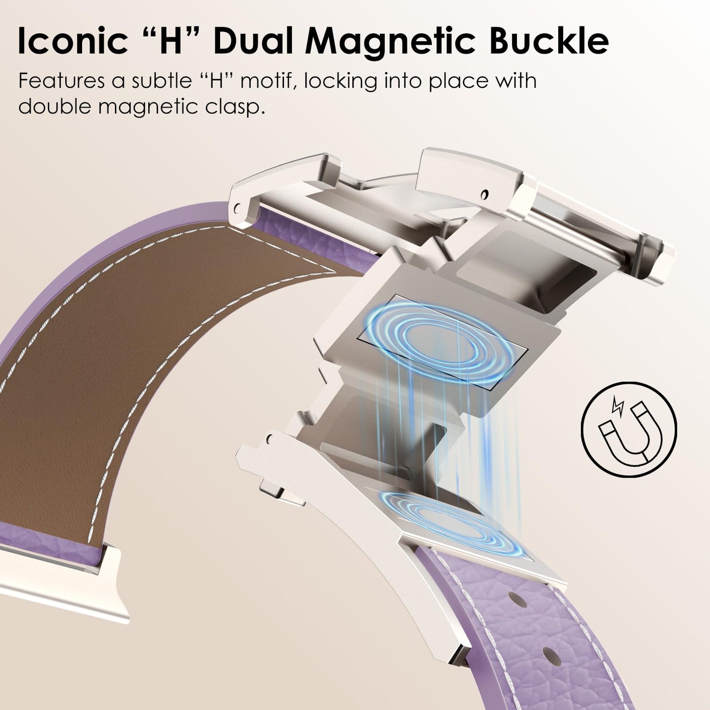 Leather Magnetic Watch Band Compatible with Apple Watch Ultra Band 49mm 46mm 45mm 44mm 42mm 41mm 40mm 38mm Replacement Strap for Women Men iWatch Ultra 3/2/1/SE3/Series 11/10/9/8/7/6/5/4/3/2/1