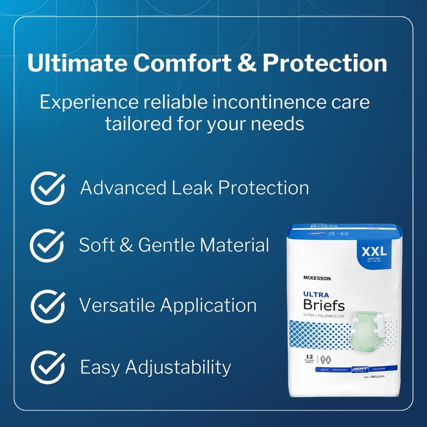 McKesson Ultra Briefs, [32 Count], 3XL, Up to 95 in. Incontinence Adult Diapers with Tabs, Heavy Absorbency, Unisex, Disposable, Elastic Leg Gathers and Contoured Fit for Men and Women