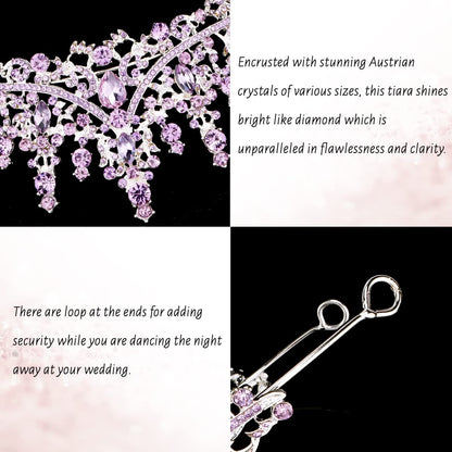 TOBATOBA Silver Wedding Crystal Tiaras and Crowns for Women, Bride Royal Queen Headband Princess Quinceanera Headpieces for Birthday Prom Pageant Party