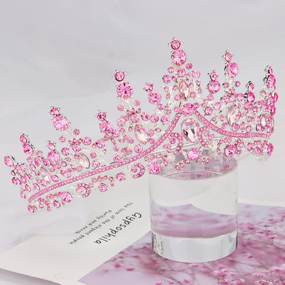 TOBATOBA Silver Wedding Crystal Tiaras and Crowns for Women, Bride Royal Queen Headband Princess Quinceanera Headpieces for Birthday Prom Pageant Party