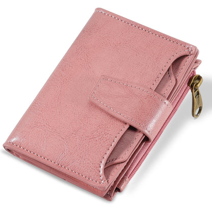 Airkit Small Wallet Women RFID Blocking Soft Leather Bifold Compact Card Holder Wallet for Women with Zipper Coin Pocket 4 ID Window