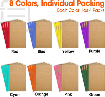 32 Pack Composition Notebooks Bulk, A5 Kraft Cover Lined Journaling Notebooks, 8.3”x 5.5” Travel Notebook for School Office Students Artists, 8 Colors 60 Pages