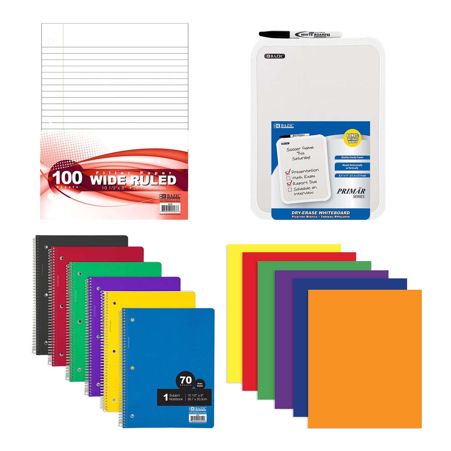 70 Piece Back to School Supplies Kit for Middle & High School Students Grades 7-12, Complete Student Supply Bundle with Binder, Notebooks, Folders, Pens, Pencils, Highlighters & Classroom Essentials