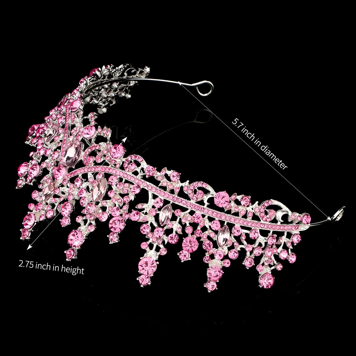 TOBATOBA Silver Wedding Crystal Tiaras and Crowns for Women, Bride Royal Queen Headband Princess Quinceanera Headpieces for Birthday Prom Pageant Party