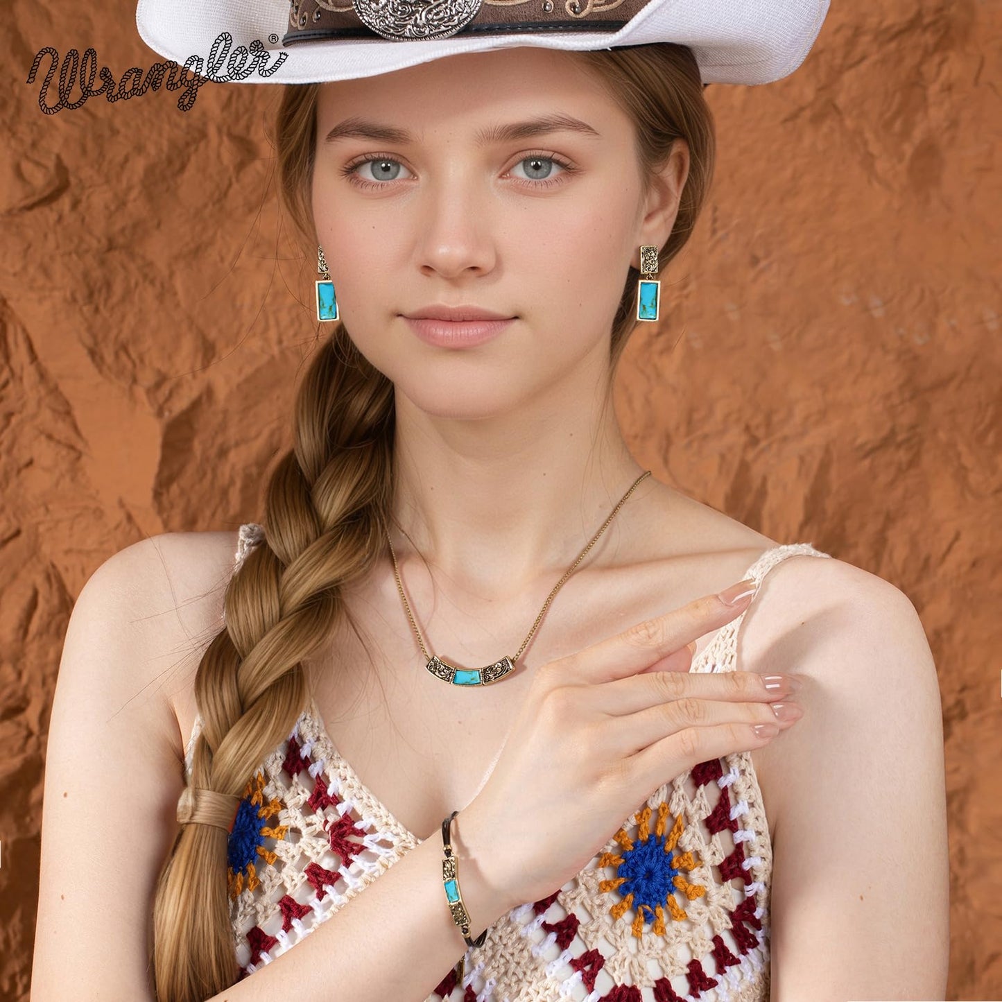 Wrangler Couture Turquoise Jewelry for Women, Western Jewelry Necklace | 14K Gold & Silver Plating, Silver Jewelry Necklace, Country Jewelry with Gift Box