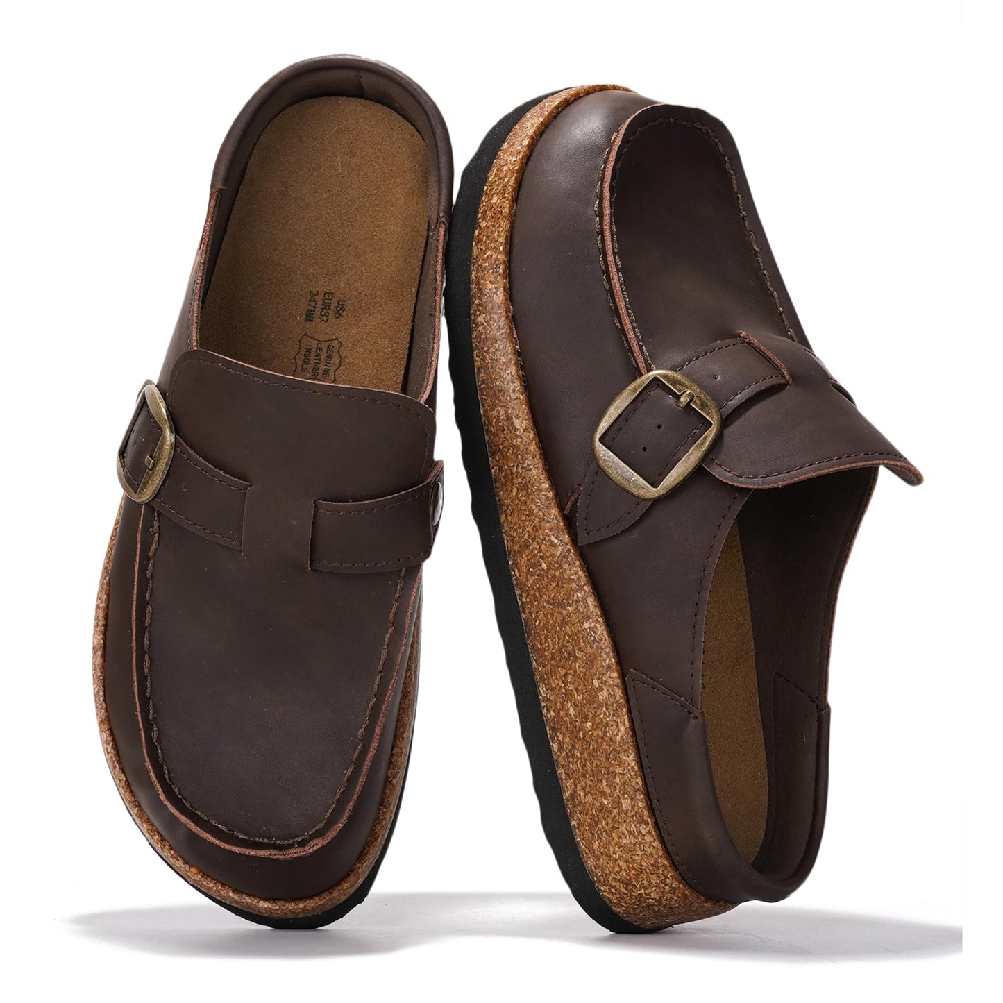Project Cloud 100% Genuine Leather Moccasin Style Clogs for Women (Carline) | Memory Foam Insole for Comfortability; Non-Slip and Durable Womens Clogs; Lightweight and Water-Resistant Mules for Women