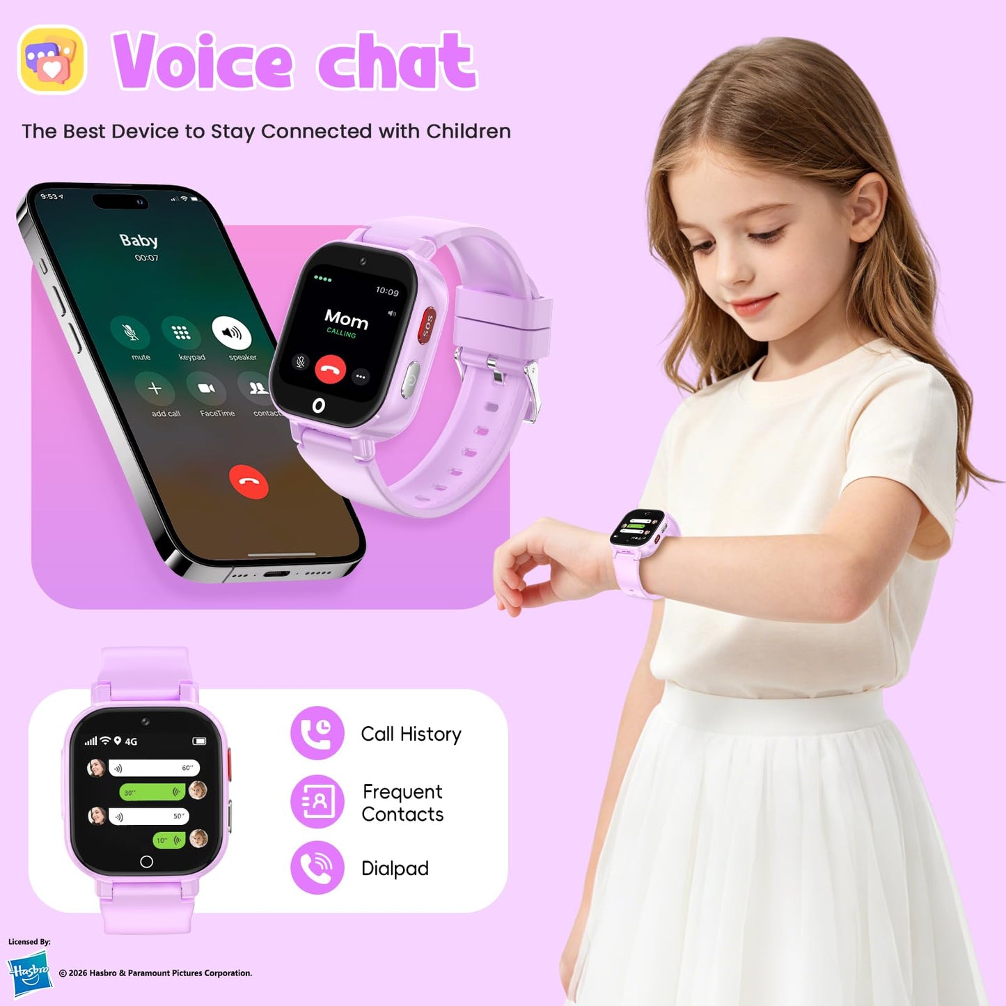 Smart Watch for Kids, 4G Kids Smartwatch with GPS Tracker Calling (Blue) | WIFI/Voice/Video Chat/SOS/SMS-receiving IP68 Waterproof Pedometer Camera Alarm Safe Zone Smartwatch Gift for Boys Girls 4-12