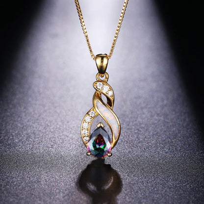 Jewelry Sets Australian Created Opal Necklace Earrings Jewelry for Mom
