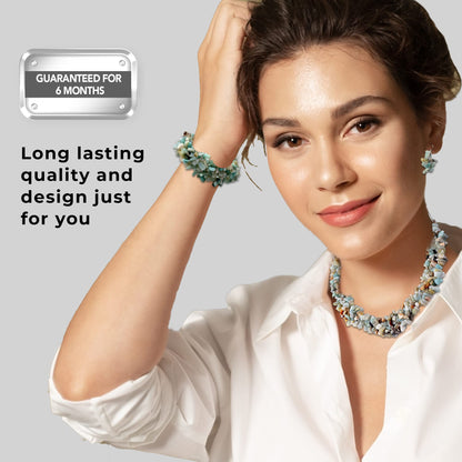 Shop LC Gemstone Chips Necklace, Bracelet & Earrings Set Jewelry for Women