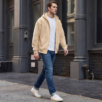 Full Zip Hoodies for Men Big And Tall Oversized Hooded Fleece Sweatshirt | Knit Open Front Cardigan, Zipper Jackets, Oversize, Streetwear, Basic Fit, Lightweight, Warm, Big and Tall, Hooded Sweatshirt