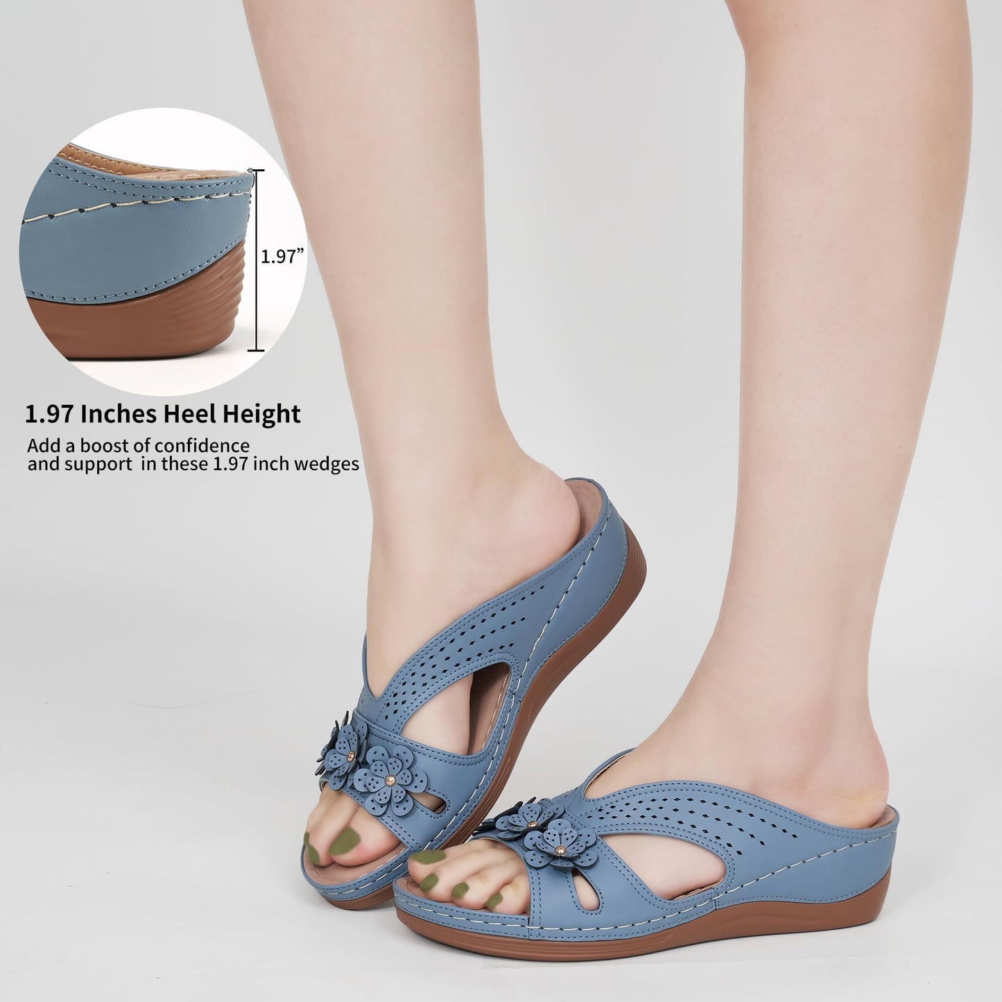 Sandals for Women Wedge Shoes: Slip On Dressy Summer Comfortable Slides Sandals 2026 Casual Memory Foam Platform Shoes