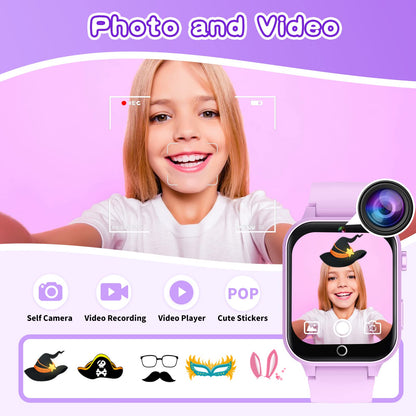 Kids Smart Watch Gift for Girls Age 5-12, 39 Games HD Touch Screen Watches with Video Camera Music Player Pedometer Flashlight 12/24 hr Educational Toys Birthday Gifts for Girls Ages 7 8 9 10