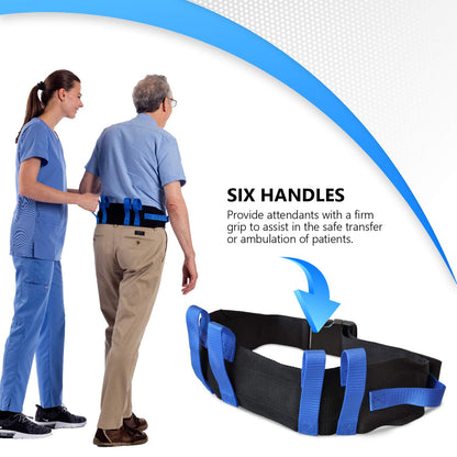 NYOrtho Gait Belt (275lbs) - Transfer Belt with 6 Heavy Handles -Lift Assist for Elderly and Patient Care - Gait Belts Transfer Belts for Seniors with Easy Fasten Buckle | Adjustable Size 28” to 55”