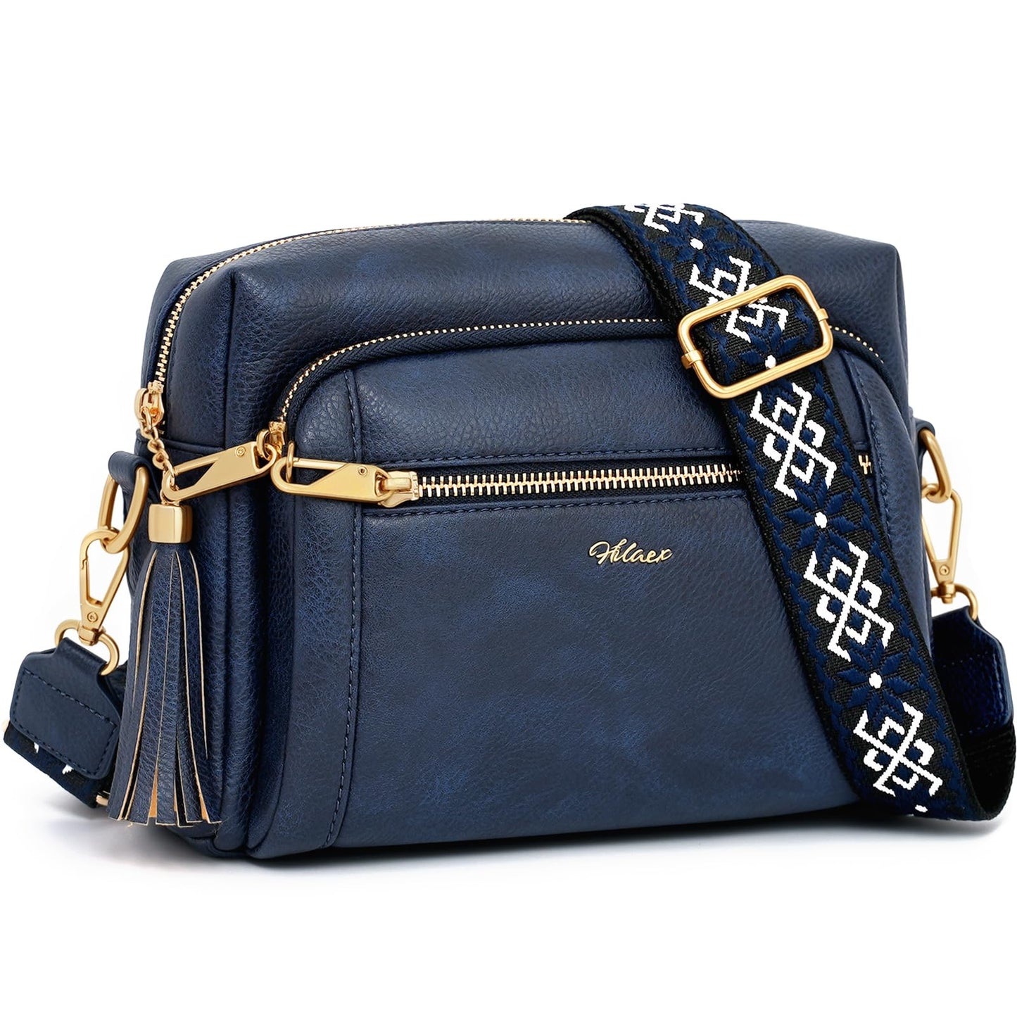 Small Leather Crossbody Bags for Women Anti theft Purses and Handbag Shoulder Hangbag with Wide Strap Tassel