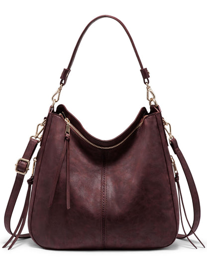 Realer Hobo Crossbody Bags for Women Designer Faux Leather Hobo Handbags Retro Large Size Shoulder Bag Bucket Purse