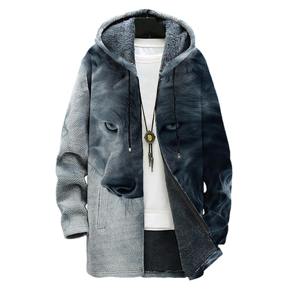 domirica Mens Hooded Cardigan Japanese Art Zip Up Long Sleeve Sweater Hoodie Dragon Print Coat with Pockets