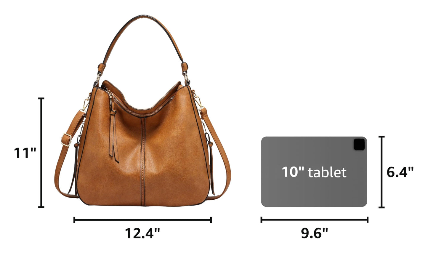 Realer Hobo Crossbody Bags for Women Designer Faux Leather Hobo Handbags Retro Large Size Shoulder Bag Bucket Purse