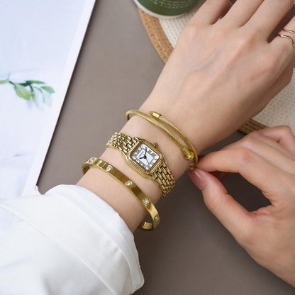 CHEETAH Women’s Gold Bangle Watch and Bracelet Set