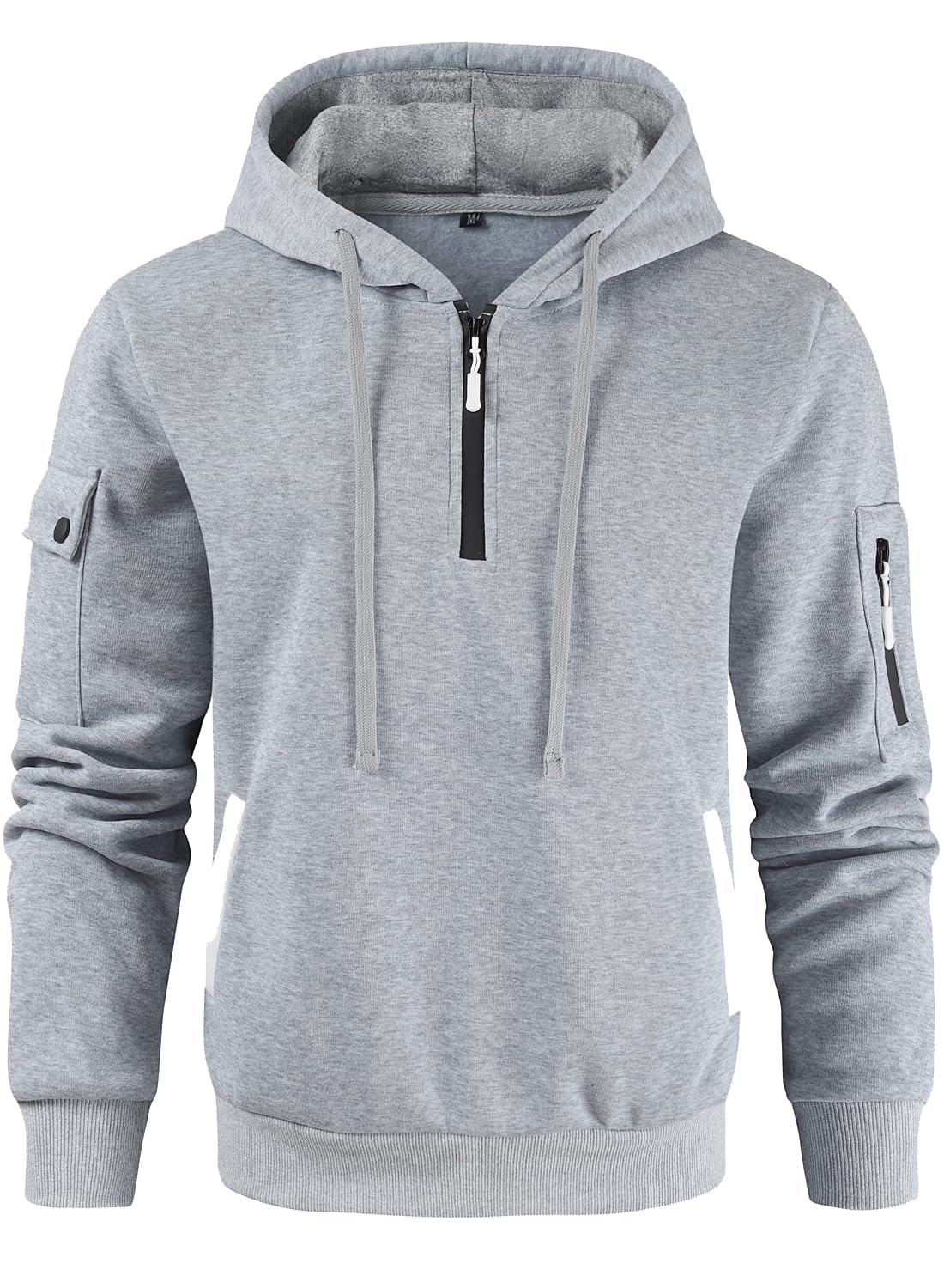 Leidowei Men's Hoodies Casual Pullover Hooded Sweatshirt Long Sleeve Quarter Zip Hoody Tops With Kangaroo Pocket