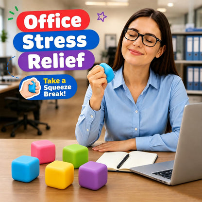 24 Pack Slow Rising Stress Cube, Large Size Dough Stress Balls Fidget Toys for Stress Relief, Pull Stretch Fidgets for Classroom Prize Box Toys, Classroom Reward for Student