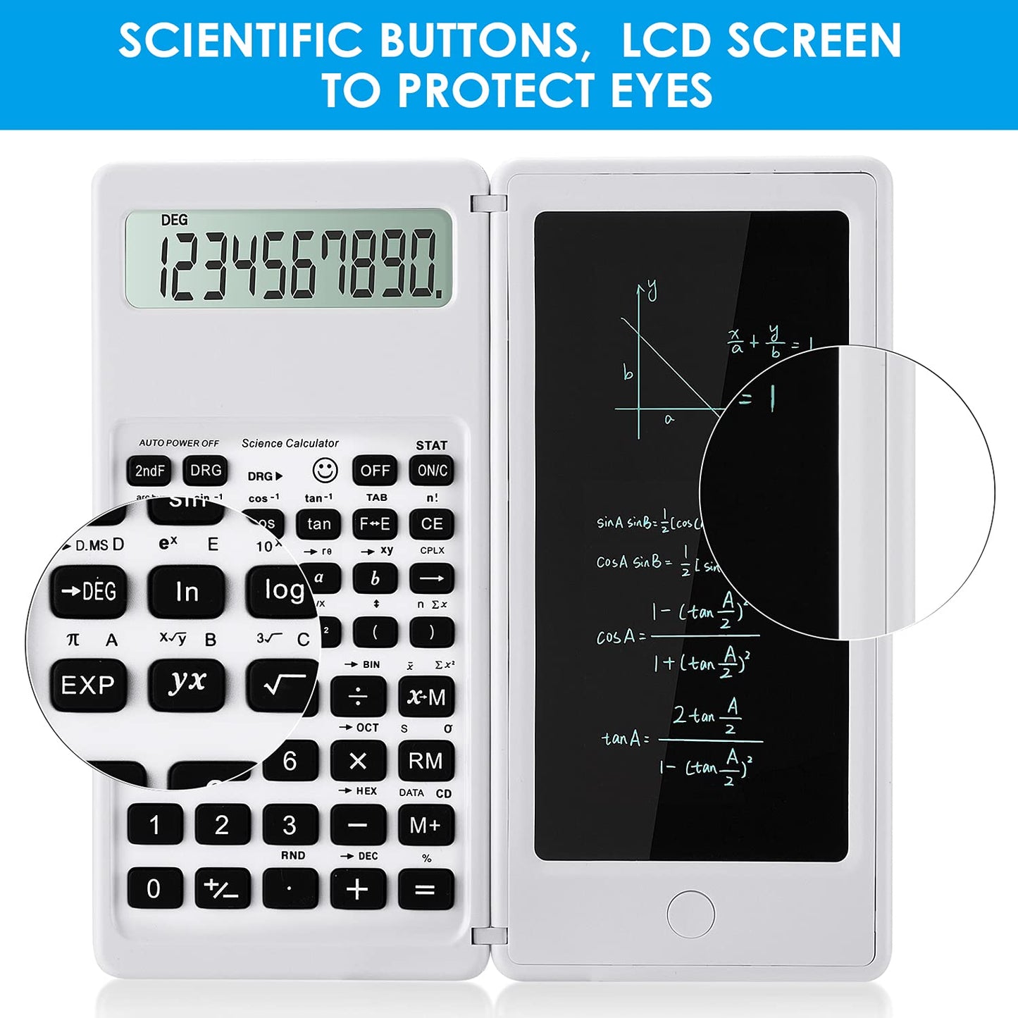 IPepul Scientific Calculators for Students, 10-Digit Large Screen, Math Calculator with Notepad, Classroom Must Haves for Middle High School Supplies & College (Black)