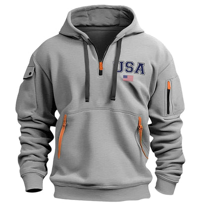 RTTUIOP Hoodies for Men Quarter Zip Pullover Tactical Sweatshirt Vintage Long Sleeve Casual Fashion Hoodie With Pockets