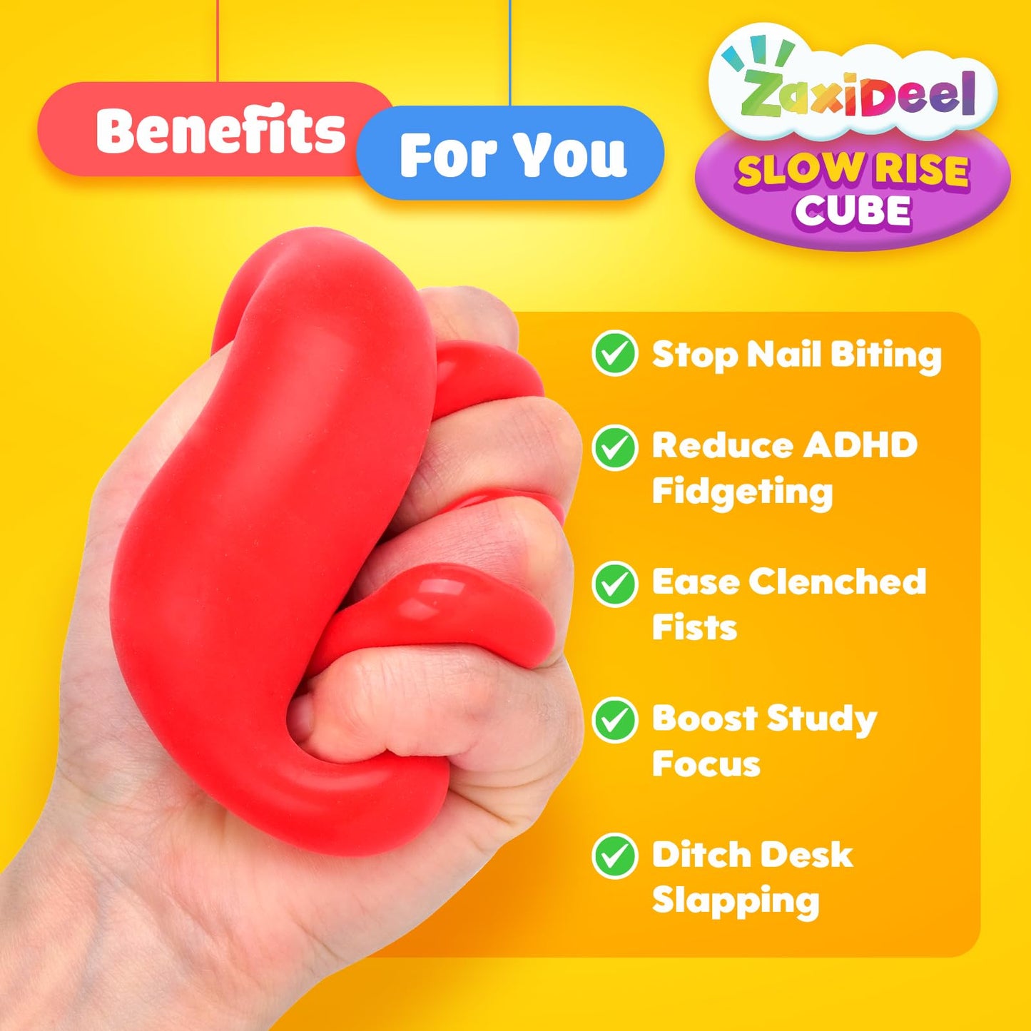 24 Pack Slow Rising Stress Cube, Large Size Dough Stress Balls Fidget Toys for Stress Relief, Pull Stretch Fidgets for Classroom Prize Box Toys, Classroom Reward for Student