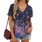 domirica Japanese Print Blouse Women V Neck Short Sleeve Lightweight Breathable Summer Casual Soft Comfy Tops 2026