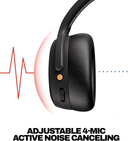 Skullcandy Crusher ANC 2 Noise Cancelling Wireless Headphones - True Black | Multi-Sensory Crusher Bass, Over-Ear Fit, Bluetooth, 60 Hours Battery, Working Out, Gym, Travel, Studying, Music, Gaming