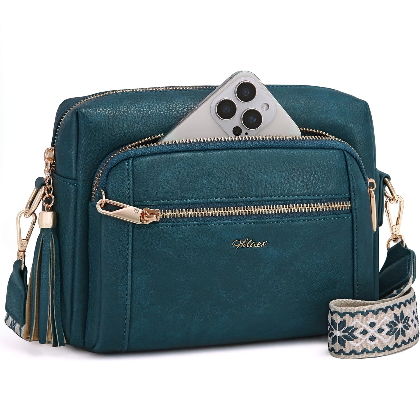 Small Leather Crossbody Bags for Women Anti theft Purses and Handbag Shoulder Hangbag with Wide Strap Tassel