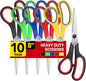 BURVAGY 8" 10 Pack All Purpose Heavy Duty Scissors- Comfort-Grip Sharp Scissors for Office School Sewing Fabric Craft High/Middle School Student Teacher Scissor, Right/Left Hand