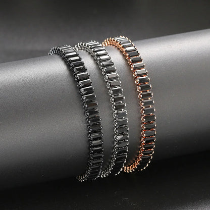 Black Iced Out Crystal Tennis Bracelets For Men Women Rectangle Zirconia Adjustable Chain on Hand Hip Hop Hippie Jewelry DZH051
