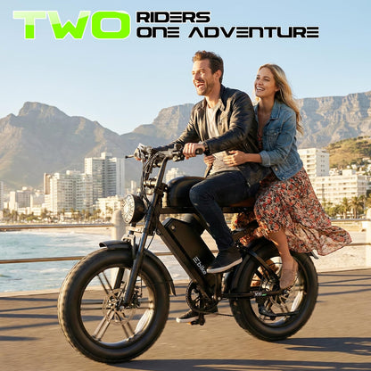 Electric Bike for Adults, Peak 1500W Motor Retro E Bike, Range 65/120Miles, 48V 15Ah Removable Battery, 20"x4" Fat Tires, Full Suspension, APP Control, Off-Road Ebike for City Commuting