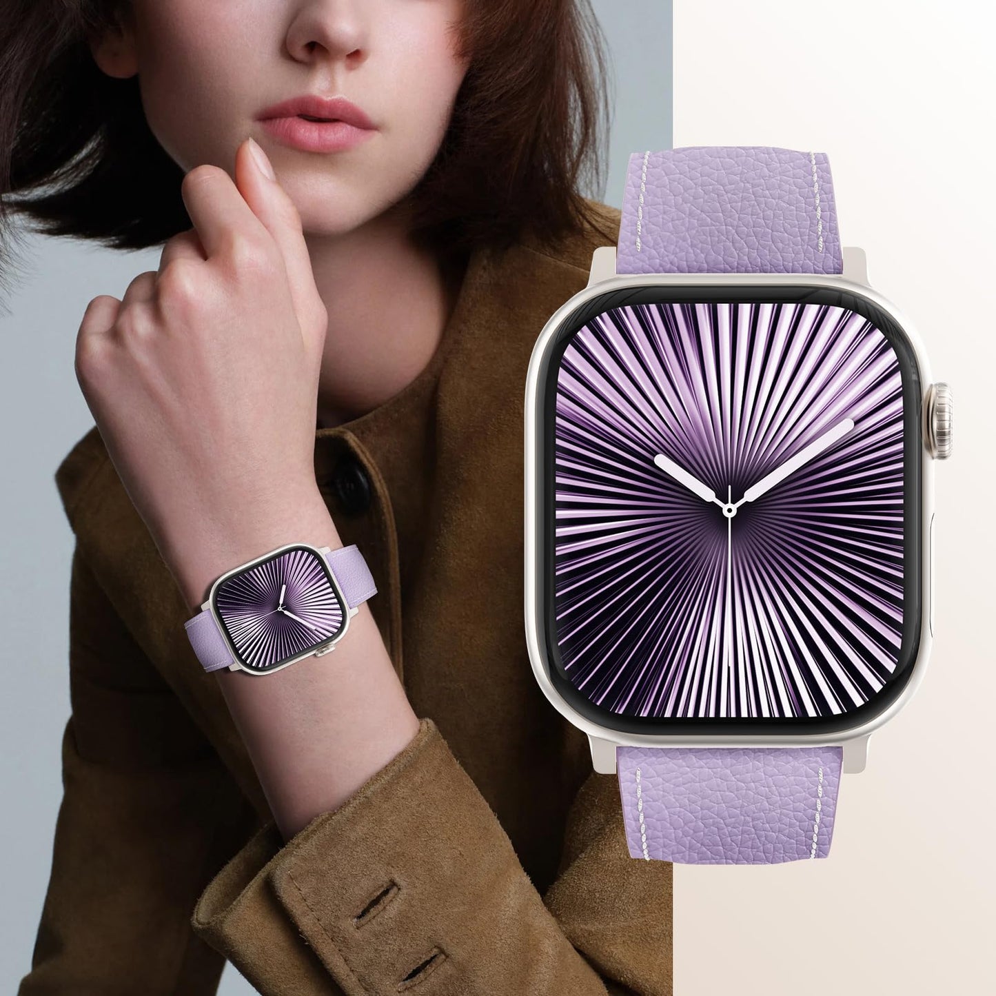Leather Magnetic Watch Band Compatible with Apple Watch Ultra Band 49mm 46mm 45mm 44mm 42mm 41mm 40mm 38mm Replacement Strap for Women Men iWatch Ultra 3/2/1/SE3/Series 11/10/9/8/7/6/5/4/3/2/1