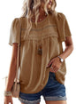 Falechay Womens Summer Tops Crewneck Short Sleeve Shirts Casual Chiffon Blouses Flowy Lace Hem Boho Clothing Trendy 2026