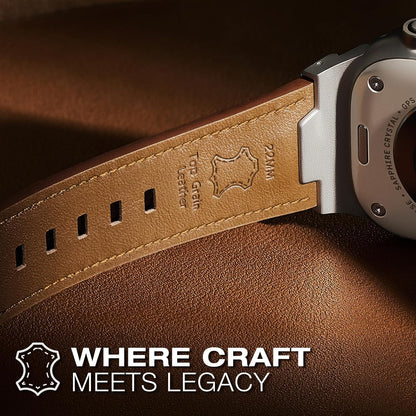 Leather bands Compatible With Apple Watch Ultra Band 49mm 46mm 45mm 44mm 42mm, Superior Genuine Leather Rugged Metal Connector Durable Strap for Men iWatch Ultra3 2 1,Series 11 10 9 8 7 6 5 4 3 SE3 SE