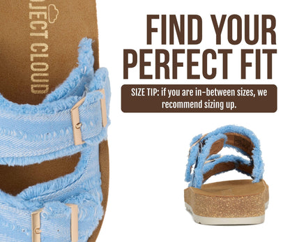 Project Cloud Comfortable Womens Sandals Platform Sandals for Women (Light) | Lightweight Plush Soft Insole Buckle Non Slip Durable Fashion Frayed Footwear Casual Beach Summer Everyday Style All Day Wear