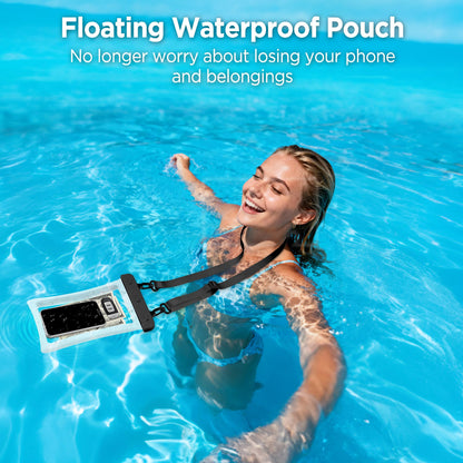CACOE Floatable Waterproof Phone Pouch 2 Pack Up to 9.0", Black+Green | Floatable, IPX8 Waterproof Phone Case,Adjustable Lanyard,Dry Bags for Beach/Cruise/Travel/Camping/Kayak/Vacation Essentials