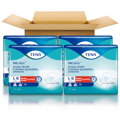 TENA Proskin Incontinence Super Briefs, Adult Diapers, Super Absorbency, Bladder Leaks Control, Large, 56 count