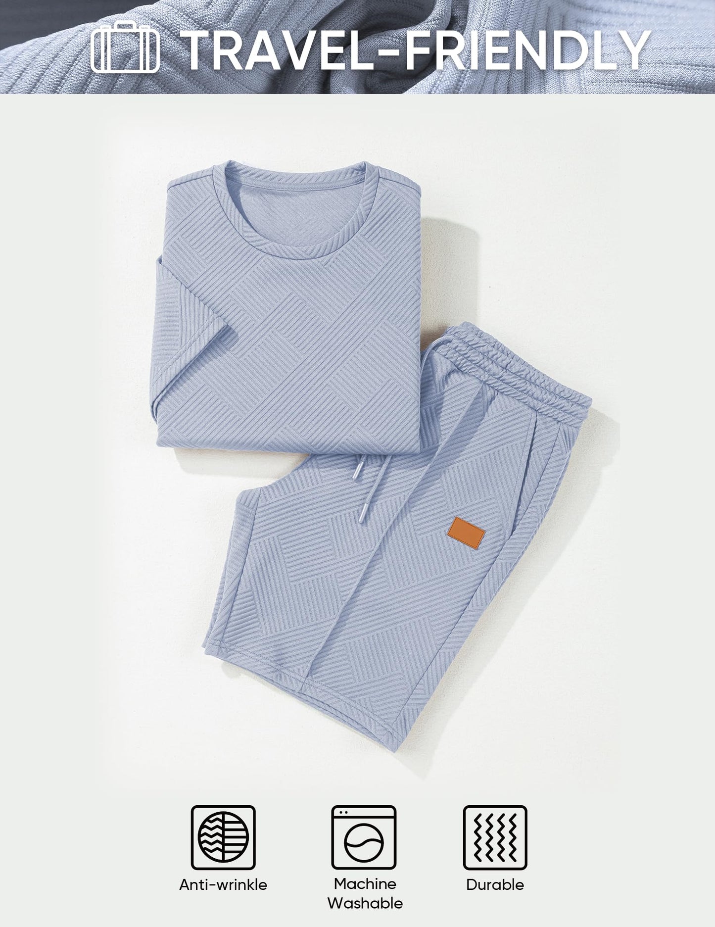 JMIERR Men's 2 Piece Outfit Anti-wrinkle T Shirts and Shorts Summer Beach Vacation Lounge Workout Pajamas Short Sleeve Sets