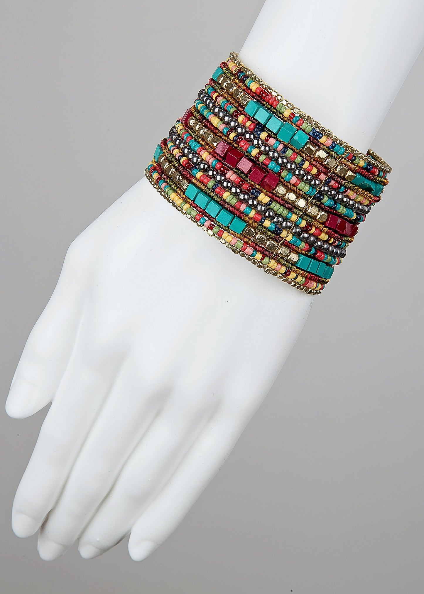 SPUNKYsoul Boho Cuff Bracelets, Women Adjustable Stackable Beaded Accessory | Adjustable Bohemian-Inspired Design, Trendy Wrist Ornament, Versatile For Occasions Or Everyday Wear, Unique Style Jewelry