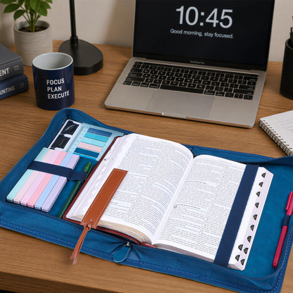 XKDOUS 20 Pcs Bible Case Set with Tabs, Pens, Study Supplies Carrier Holder Portable Men's Bible Bag Church Book Leather Cover Father Day Christian Gift for Dad, Mom, Men, Women