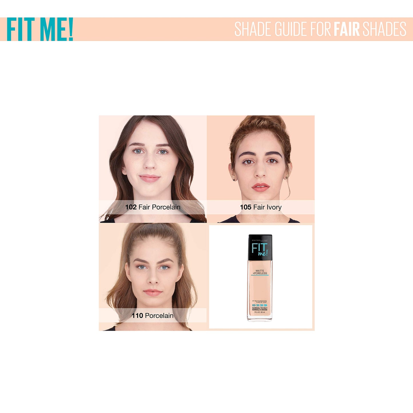 Maybelline Fit Me Matte + Poreless Liquid Oil-Free Foundation Makeup, Mocha, 1 Count (Packaging May Vary)