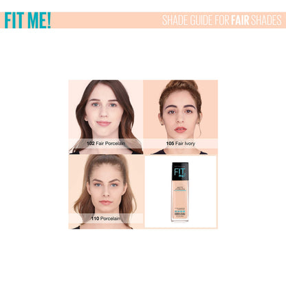 Maybelline Fit Me Matte + Poreless Liquid Oil-Free Foundation Makeup, Mocha, 1 Count (Packaging May Vary)